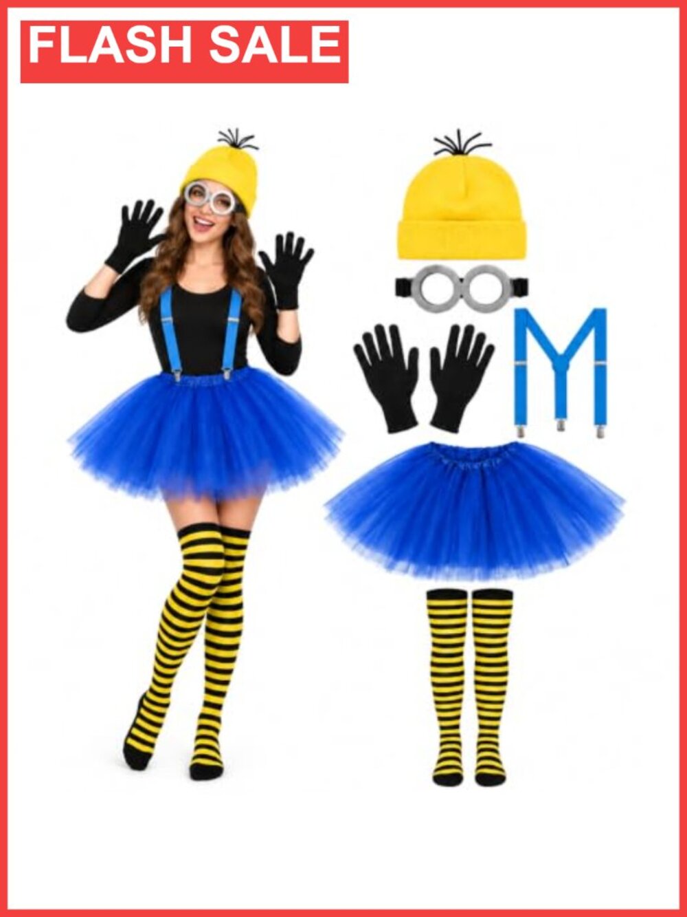 6-Piece Halloween Costume Accessory Set Tutu Suspenders Leg Warmers